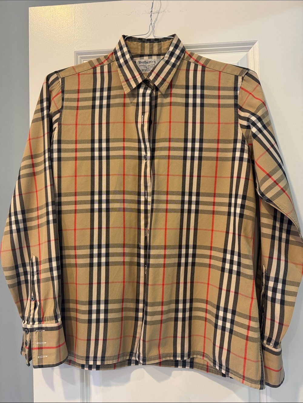 Burberry Beige Heritage Check Long Sleeve Shirt Classic fit Womens size small